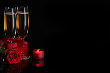Champagne and red caviar