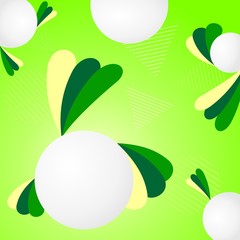 Vector modern abstract eco background with green leaves and shapes. Ecology pattern.