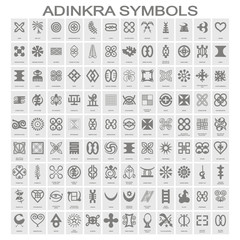 set of monochrome icons with adinkra symbols for your design