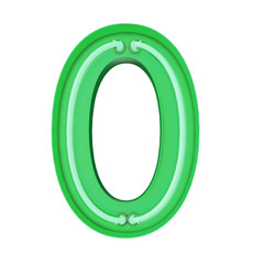 Neon style light letter O. Glowing neon Capital letter. 3D rendering