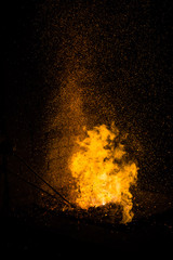 .Blacksmith forging in the traditional way, as in the past