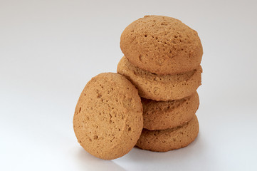 oatmeal cookies on white background