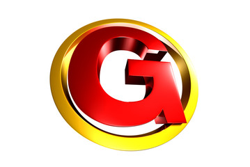 G red circle around,G 3d white background.