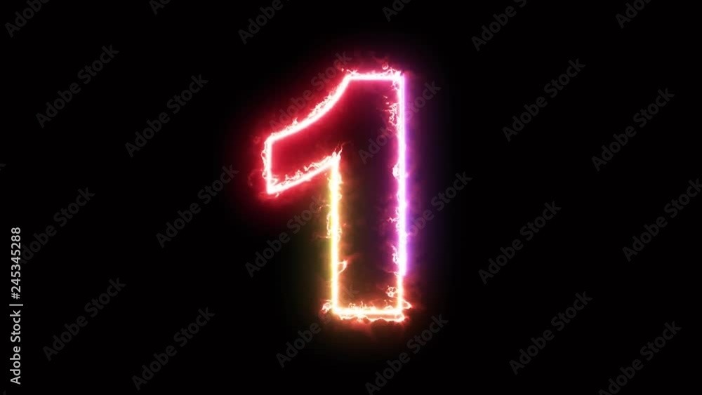 Poster number one - colorful lightning energy outline looping on black background in 4k animation design