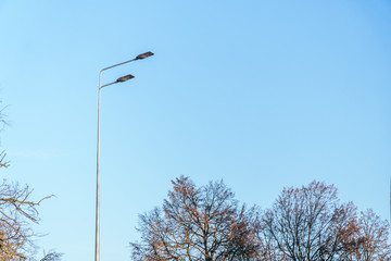 street lighting, supports for ceilings with led lamps. concept of modernization and maintenance of...