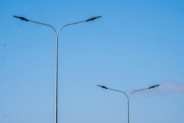 street lighting, supports for ceilings with led lamps. concept of modernization and maintenance of...