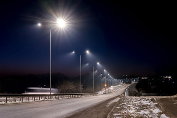 street lighting, supports for ceilings with led lamps. concept of modernization and maintenance of...