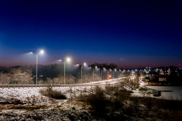 street lighting, supports for ceilings with led lamps. concept of modernization and maintenance of...