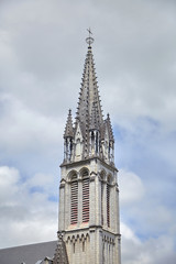 Lourdes, France: The Sanctuary of Our Lady of Lourdes is one of the largest pilgrimage centers in Europe. Detail of the architecture of the basilica