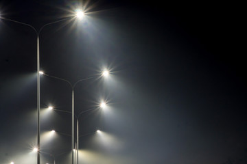 street lighting, supports for ceilings with led lamps. concept of modernization and maintenance of...