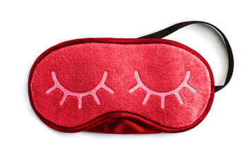 Red sleeping eye mask, isolated on white background