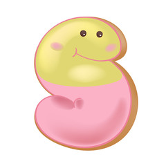 Rose Glazed Donut Font Concept. Delicious Letter S. Vector illustration isolated on white background