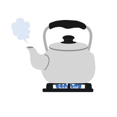  やかん　お湯　わかす　イラスト