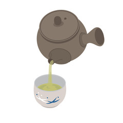  急須　お茶　イラスト