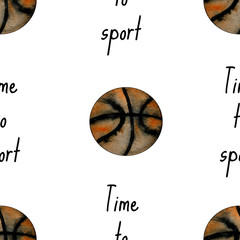 Seamless pattern with basketball balls. Basketball infinite background. Sporty polka dot.