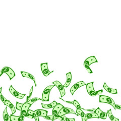 American dollar notes falling. Floating USD bills 