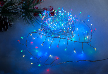 christmas lights and decoration, a tangle on white