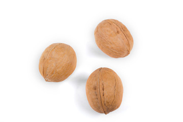 organic walnuts isolated on white background