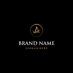 Letter A Circle Golden Luxury Monogram Modern Business Elegance Logo	