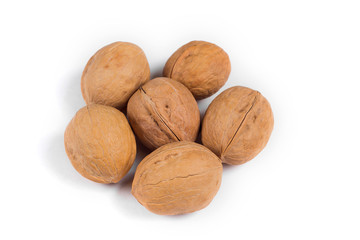 organic walnuts isolated on white background