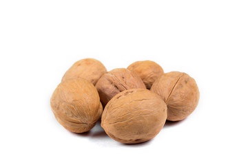 organic walnuts isolated on white background