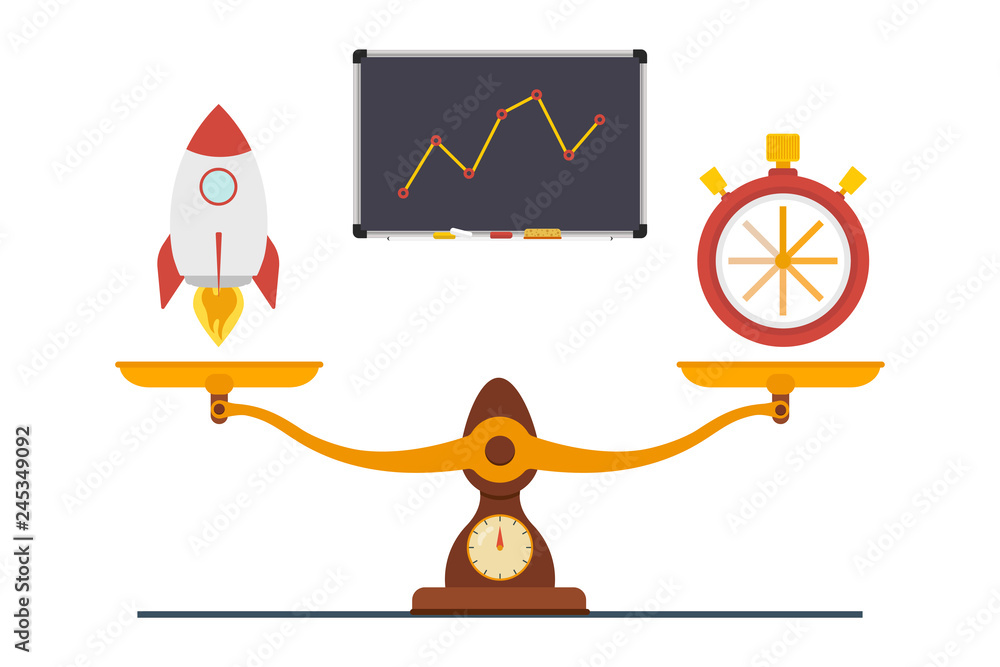 Poster the concept of time in business. time to start a startup, quick project implementation. time for a s
