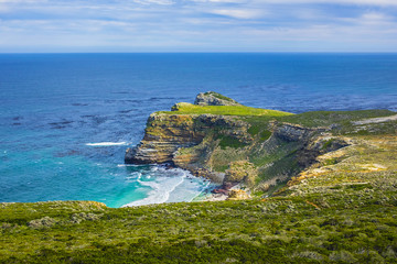 Picturesque view of Cape of Good Hope - the most south-western point of the African continent. Cape Peninsula, South Africa. 