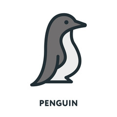 Penguin Arctic. Vector Flat Line Stroke Icon.