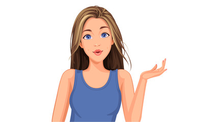 Vector illustration of beautiful teenage girl with different facial expression 9
