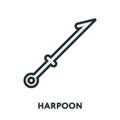 Harpoon Weapon. Vector Flat Line Stroke Icon.