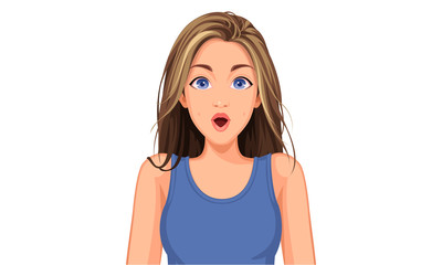 Vector illustration of beautiful teenage girl with different facial expression 10