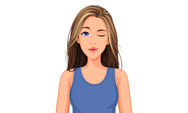 Vector illustration of beautiful teenage girl with different facial expression 11