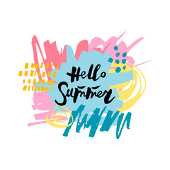 Handwritten modern lettering Hello Summer