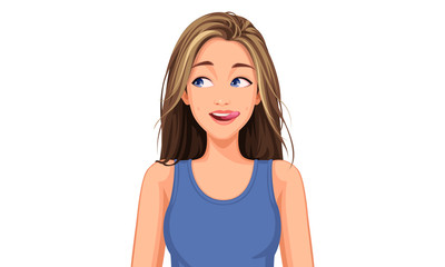 Vector illustration of beautiful teenage girl with different facial expression 12