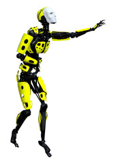 3D Rendering Male Robot on White