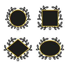 Set of geometric frames with wreath in lineal style. Vector collection icon illustration