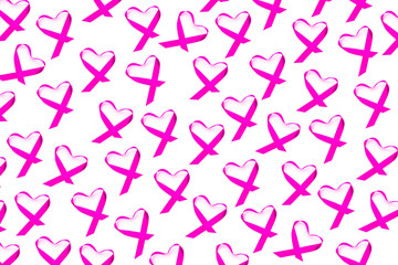 Fototapeta na wymiar pink ribbons for the breast cancer awareness