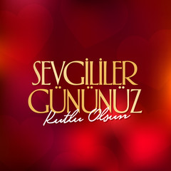 14 February Valentine's Day Celebration (Turkish - 14 Subat Sevgililer Gununuz Kutlu Olsun) wishes, billboard, social media card design.