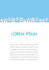 テキストスペース付き町並みのイラスト