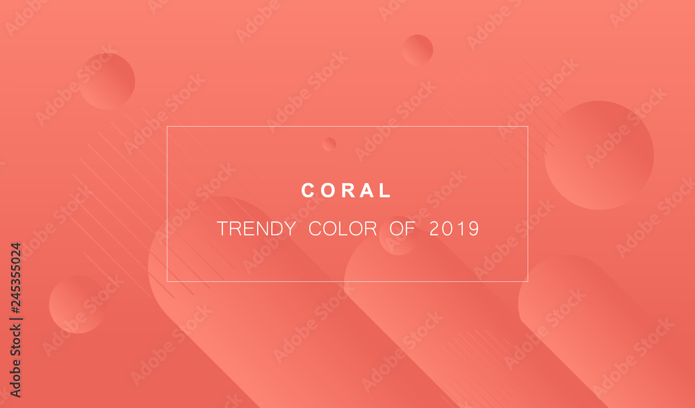 Aufkleber coral trendy color of 2019. gradient geometric dynamic abstract background. modern minimal texture f
