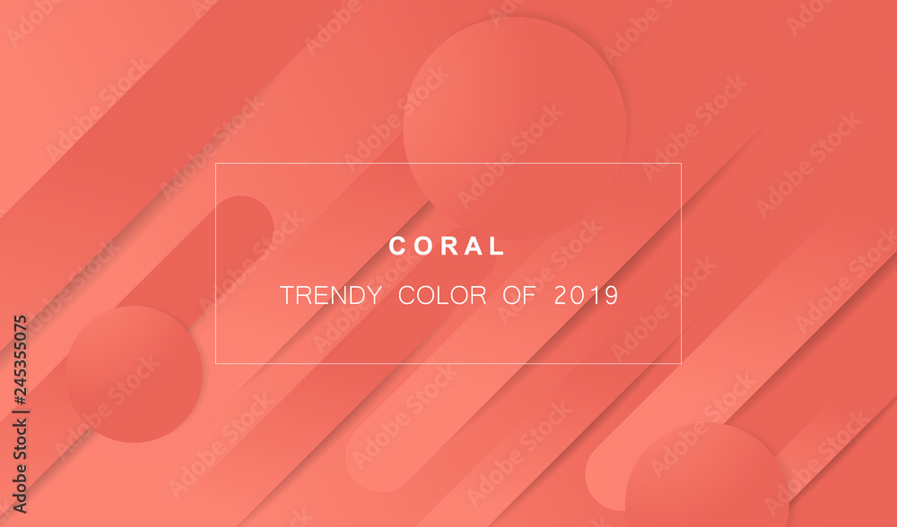 Aufkleber coral trendy color of 2019. gradient geometric dynamic abstract background. modern minimal texture f