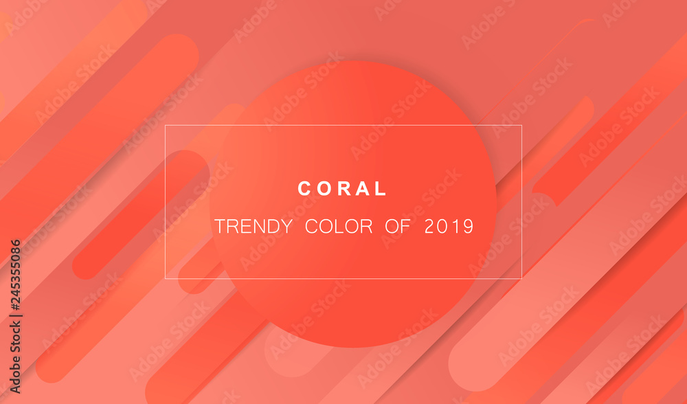 Aufkleber coral trendy color of 2019. gradient geometric dynamic abstract background. modern minimal texture f
