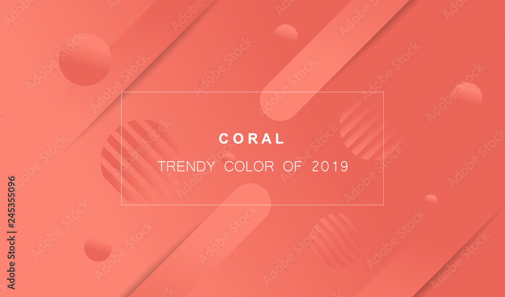 Aufkleber coral trendy color of 2019. gradient geometric dynamic abstract background. modern minimal texture f