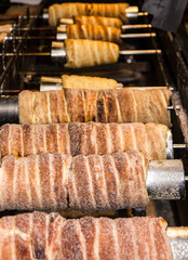 Cooking of traditional sweets in Prague. Wafer - traditional delicacy in Czech Republic