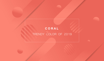Fototapeta premium Coral trendy color of 2019. Gradient geometric dynamic abstract background. Modern minimal texture for layout, banner, poster, flyer, card, web design. Vector eps10.