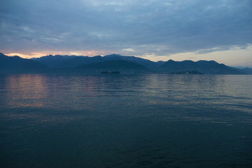 Fototapeta premium Garda lake sunset landscape, Sirmione, Italy