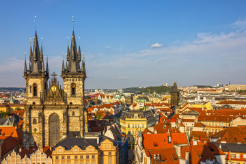 Fototapeta na wymiar Prague, Czech Republic. Staromestska square, Church of our Lady Tyn