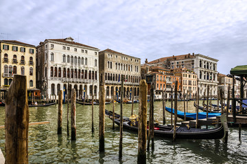 Fototapeta na wymiar Venice gondolas, Italy. Grand canal