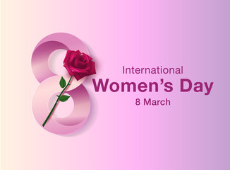 Banner with the logo for the International Women's Day on pink background