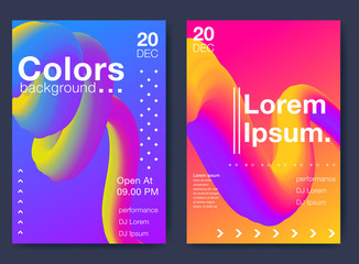 Naklejka premium Colorful abstract liquid and fluid poster and cover design. Minimal geometric pattern gradients backgrounds